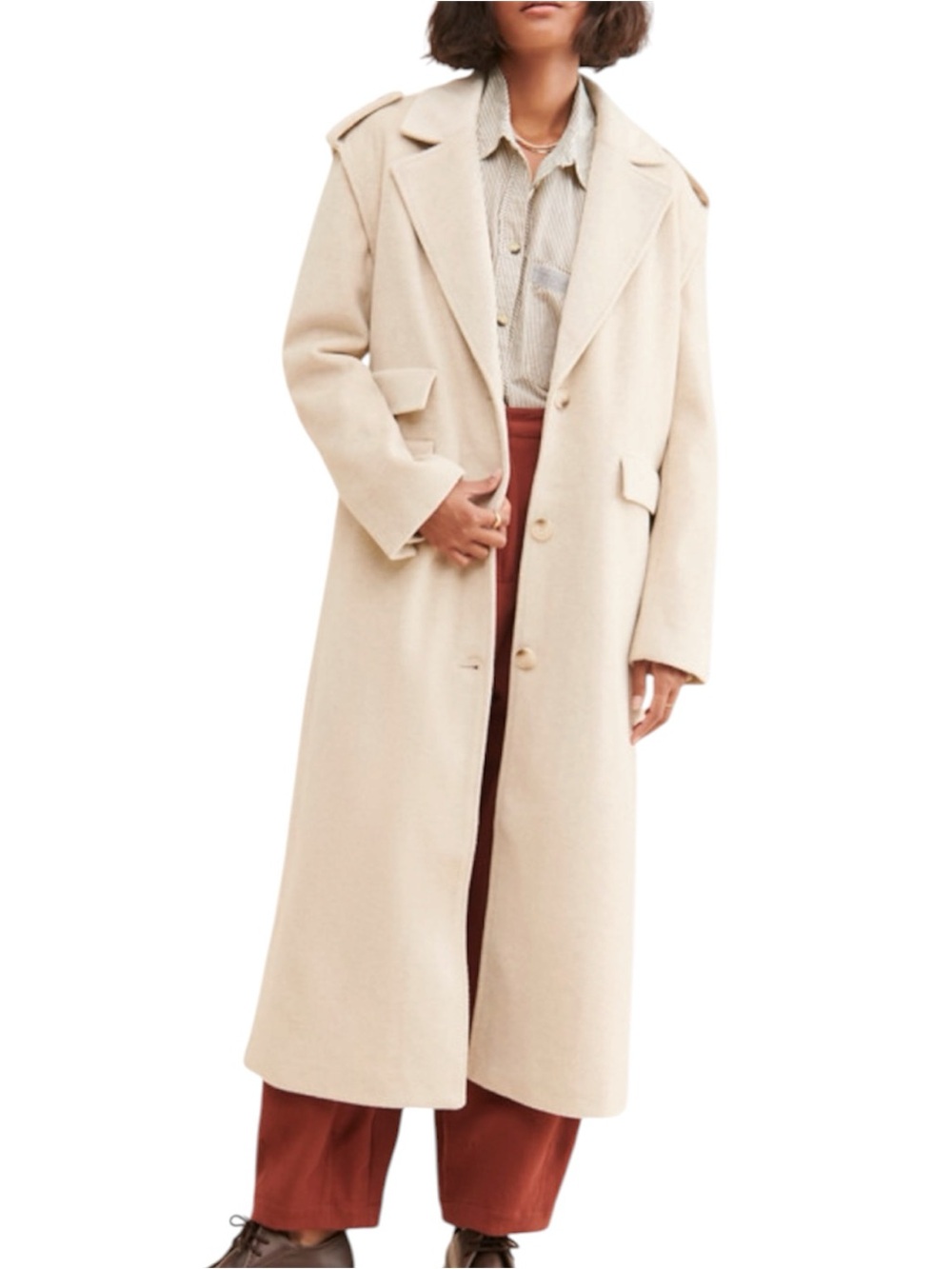 4th + Reckless Seana Boxy Coat in Beige